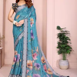 PRISHIL ENTERPRISE Floral Pure Linen Handloom Saree-picture-12