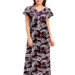 AAKARSHANA CREATION Maroon Pure Cotton Maxi Printed Nightdress-picture-28
