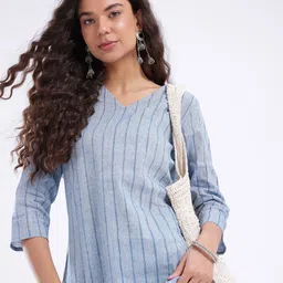 Anouk Rustic Striped V-Neck Straight Kurti-picture-32