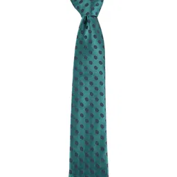 Alvaro Castagnino Men Teal & Black Polka Dots Printed Skinny Tie image 4