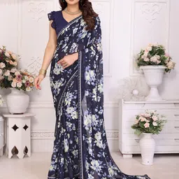 The Textile Hub Floral Printed Embellished Saree-picture-15