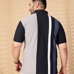 plusS Men Striped Polo Collar Cotton T-shirt image 4