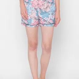 FashionRack Women Pink & Blue 2 Printed Lounge Shorts image 2