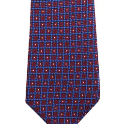 kavove KOVOVE Men Maroon & Blue Checked Broad Tie image 5