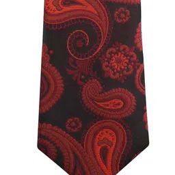 kavove KOVOVE Men Maroon & Orange Printed Broad Tie image 4