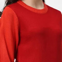 Miramor Women Red Solid Full Sleeve Pullover image 2