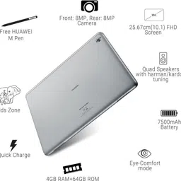 Huawei MediaPad M5 Lite with stylus 4 GB RAM 64 GB ROM 10.1 inch with 4G Tablet (Space Grey) image 3