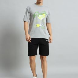 GRIFFEL Printed Oversized Fit Cotton T-Shirt With Shorts Co-Ords-picture-7