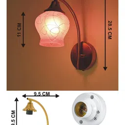 SOMIL Pink & White Printed Glass Cylinder Shaped Wall Lamp image 4