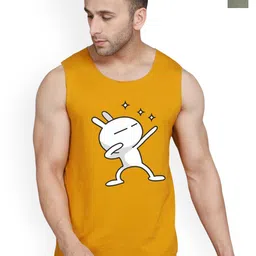 SLOWLORIS Pack Of 2 Printed Round Neck Bio-Wash Cotton Gym Vests-picture-36