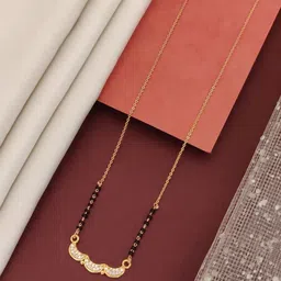 ABDESIGNS Gold-Plated Artificial Stones and Beads Mangalsutra image 3