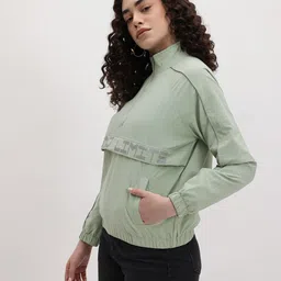 The Roadster Lifestyle Co. Typography Printed Mock Collar Bomber Jacket with Flap Detail image 2