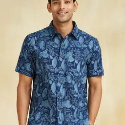 Fabindia Men Floral Printed Spread Collar Cotton Casual Shirt-picture-38