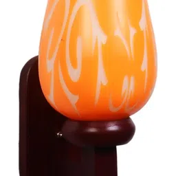1ST TIME Orange & Orange Printed Wood Abstract Shaped Shaped Wall Lamp image 4
