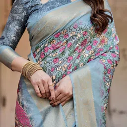 ALMAARI FASHION Ethnic Motifs Zari Pure Silk Kanjeevaram Saree image 3