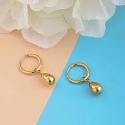 PALMONAS 925 Sterling Silver Gold-Plated Contemporary Waterdrop Hoop Earrings-picture-44
