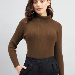 Moda Rapido Women Turtle Neck Pockets Slim Fit T-shirt-image-20