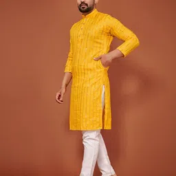 GAUMUKHI CREATION Men Embellished Sequinned Jacquard Kurta image 3