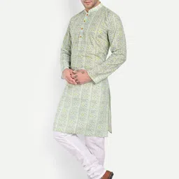 Excent Geometric Printed Mandarin Collar Sequinned Straight Kurta With Churidar-picture-28