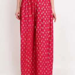 GRACIT Women Red & Pink Pack Of 2 Ethnic Motifs Printed Flared Knitted Ethnic Palazzos image 4