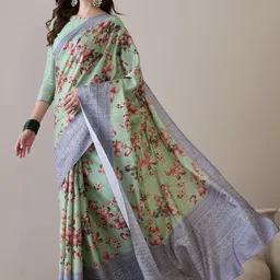 Mitera Floral Silk Blend Bagru Saree-picture-13