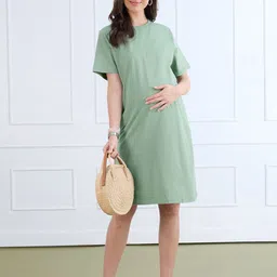 MomToBe Short Sleeves Cotton Maternity T-shirt Dress-picture-54