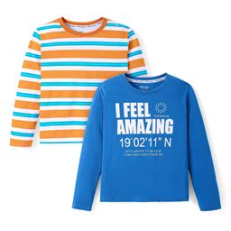 Honeyhap Boys Typography 2 Striped T-shirt-picture-39