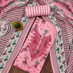 Maroosh Floral Printed Sequinned Cotton Unstitched Dress Material-picture-27