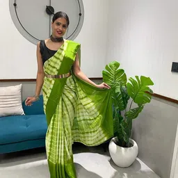 HERE&NOW Tie and Dye Satin Jamdani Saree-image-54