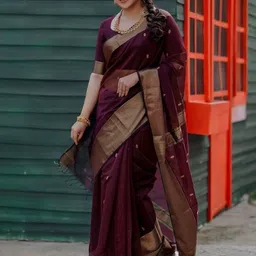 WOVENSTOCK Women Woven Design Zari Kanjeevaram Saree-image-16