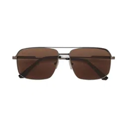 MacV Unisex Brown Lens & Gunmetal-Toned Rectangle Sunglasses with image 5