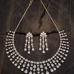 Kushal's Fashion Jewellery White Rhodium Gold-Plated CZ Studded Party Jewellery Set-picture-46