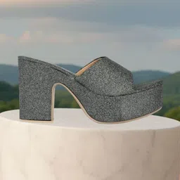 Amore Fashions Textured Party Block Mules image 2