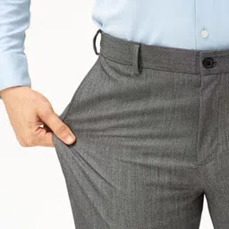 The Pant Project Men Black & White Textured Water Repellent Relaxed Fit Formal Pant image 4