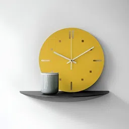 QEZNEF Yellow Solid Geometric Traditional Wall Clock image 4