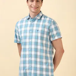Allen Solly Men Custom Fit Spread Collar Checked Cotton Casual Shirt-picture-21
