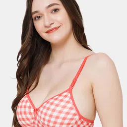 Lady Lyka Checked Medium Coverage Lightly Padded Cotton T-Shirt Bra With All Day Comfort image 4