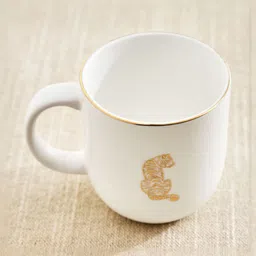 Home Centre Monara White & Gold-Toned Tiger Printed Porcelain Easy To Clean Mug 240ml image 2