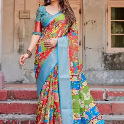 MAHARANI COUTURE Ethnic Motifs Printed Kanjeevaram Saree With Blouse-picture-22