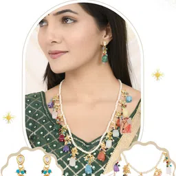 ORANGENYSHA Gold Plated & Beaded Jewellery Set image 4