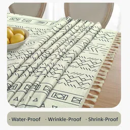 Cortina White Geometric Printed Waterproof Cotton 6-Seater Table Cover image 2