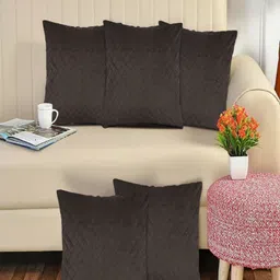 Myntra Elegant Homes Brown 5 Pieces Geometric Printed Square Cushion Covers image 1