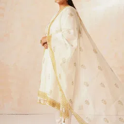 JAYPORE Printed Sequinned Cotton Silk Dupatta image 5