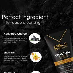 Globus naturals Charcoal Peel Off Mask For Deep Cleanse With Vitamin E & Argan Oil-75g image 5