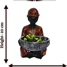 MISS PEACH Brown 7 Silver Toned Storage Man Showpiece image 4