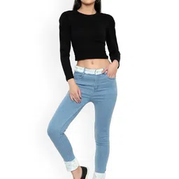 God's Club Women Solid Straight Fit High-Rise No Fade Clean Look Stretchable Jeans-image-31
