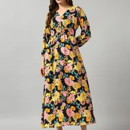 Raiyani Enterprise Women Floral Printed V-Neck Fit and Flare Dress-image-51