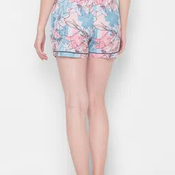 FashionRack Women Pink & Blue 2 Printed Lounge Shorts image 4
