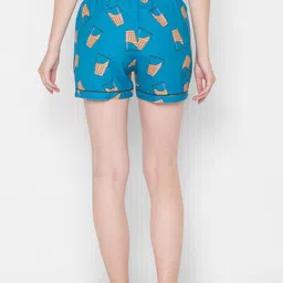 FashionRack Women Pack Of 2 Pink & Blue Printed Lounge Shorts image 4