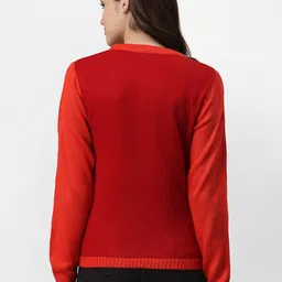 Miramor Women Red Solid Full Sleeve Pullover image 4